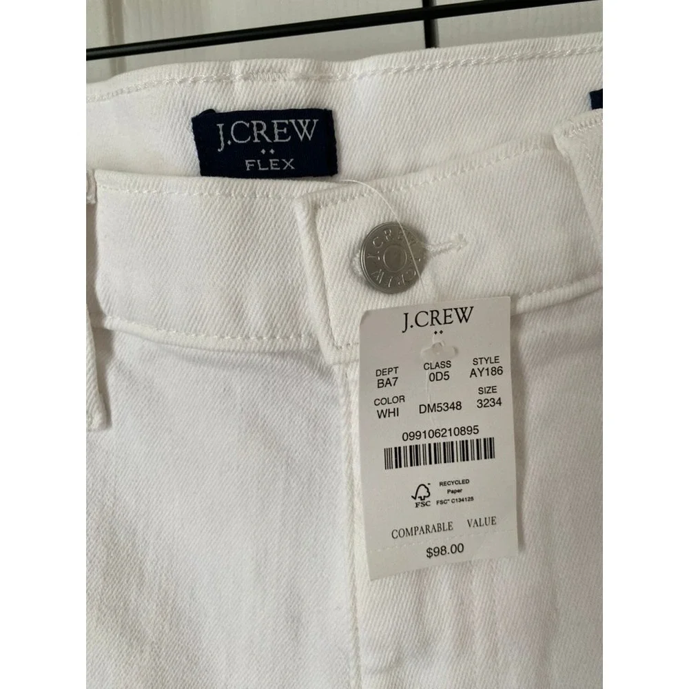 J. Crew Factory Slim Fit‎ Flex White Denim Jeans Mens 32 x 34 AY186 Coastal Prep